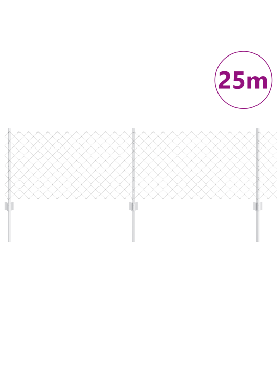 Ahela aiamaa aed koos 22 u-postiga, hõbedane 0.6x25 m, teras