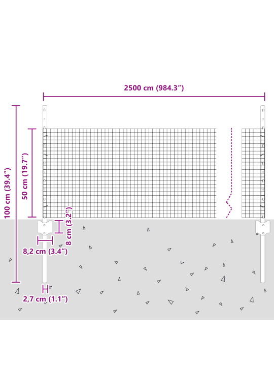 Aia aed 2 tk komplekt galvaniseeritud teras 25 x 0.5 meetrit