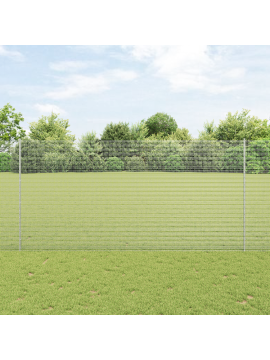 Keevitatud traadi aed koos 22 u postiga hõbedane 1.5x25 m teras