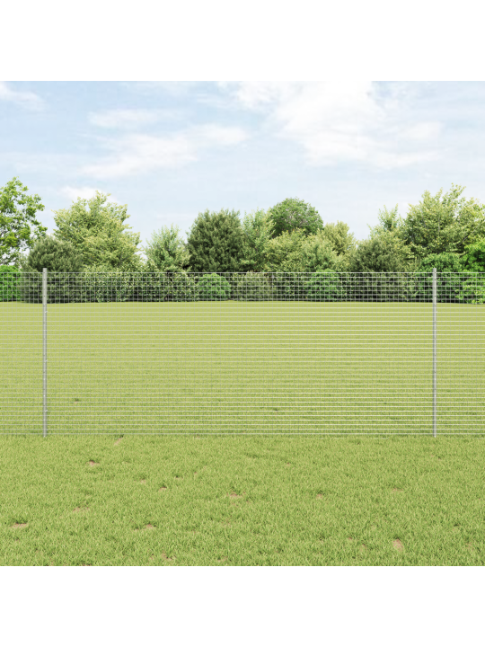 Keevitatud traadi aed koos 44 u-postiga hõbedane 1x50 m teras