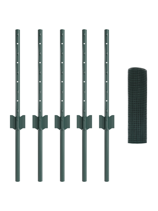 Keermestatud traadi aed koos 5 u-postiga roheline 0.4x10 m teras