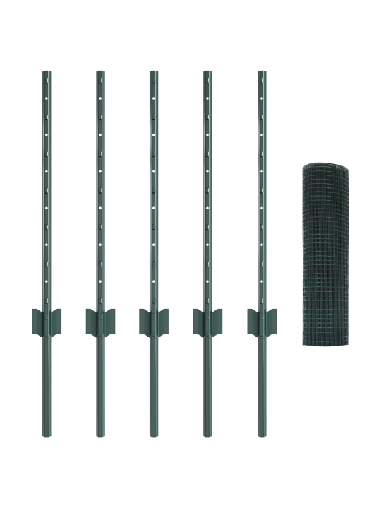 Rustikaalne aiapaneelide komplekt 2 tk roheline metall 10 x 0.5 m