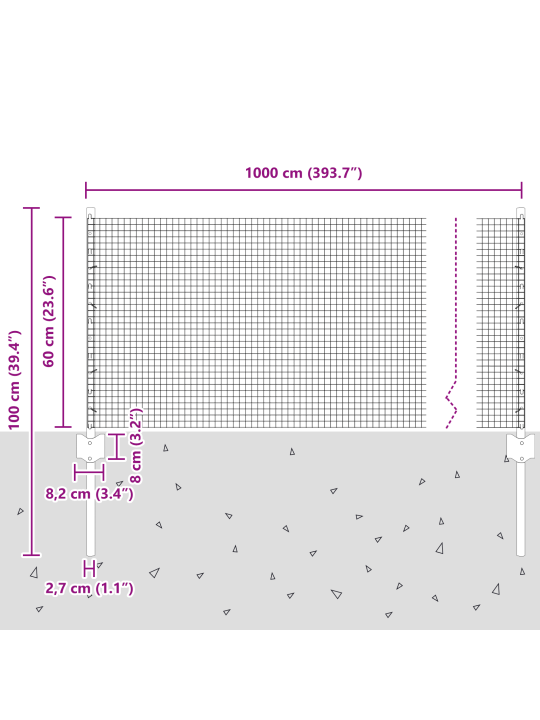 Keesitud traafiku aed 5 u postiga roheline 0.6x10 m teras