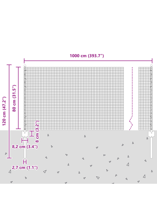 Keevitatud traadi aed koos 5 u postiga roheline 0.8x10 m teras