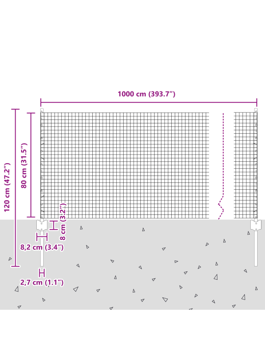 Keevitatud traadi aed 5 u postiga roheline 0.8x10 m teras