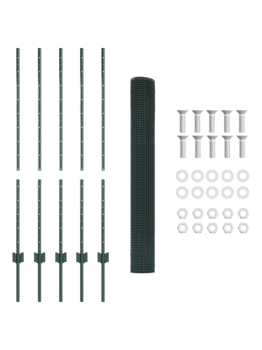Keermestatud traadi aed 5 u posti rohelises 1.2x10 m teras