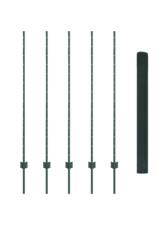 Keevitatud traat aed 5 u poste koosseis roheline 1.4x10 m teras
