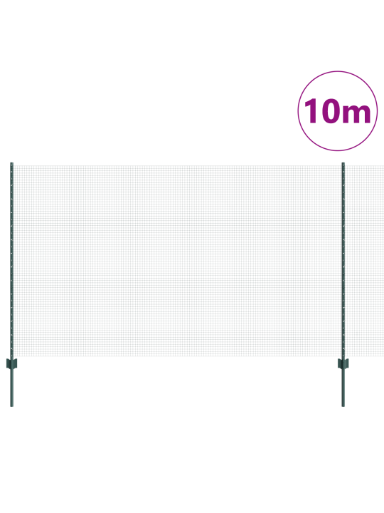 Roheline keerdtraadi aiapiire koos 5 u-postiga 1.4x10 m terasest