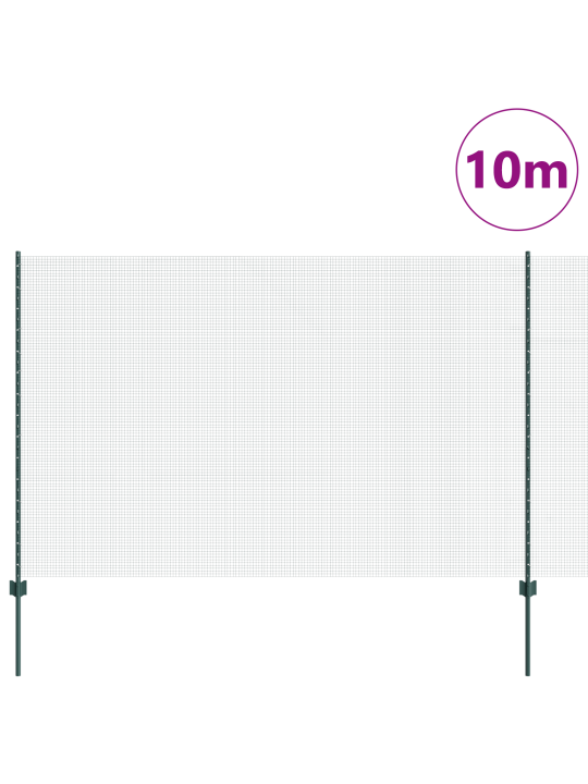 Keermestatud traafiku aed 5 u-postiga roheline 1.6x10 m teras