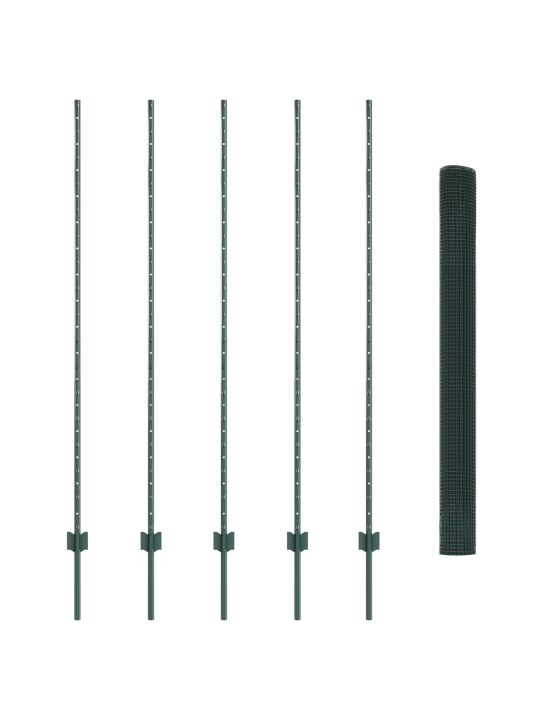 Keermestatud traafiku aed 5 u-postiga roheline 1.6x10 m teras