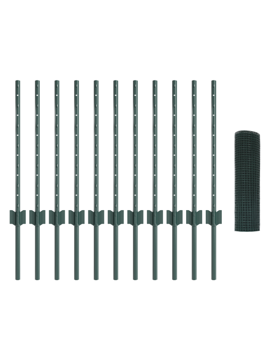 Keermestatud traafik koos 11 u-postiga roheline 0.5x25 m teras