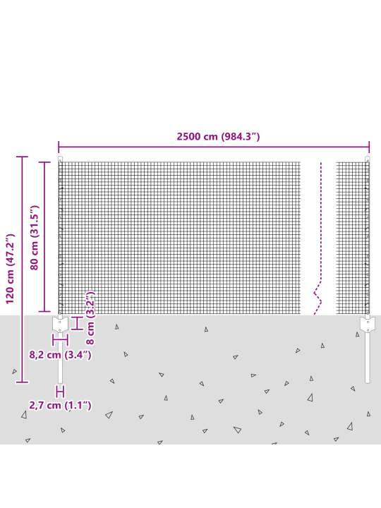 Keermestatud traadi aed koos 11 u-postiga roheline 0.8x25 m teras