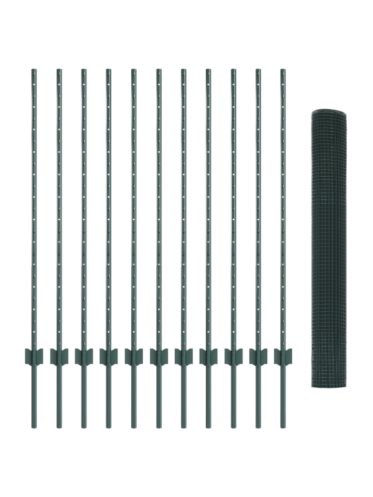 Keevitatud traadiga aed koos 11 u tootega roheline 1.2x25 m teras