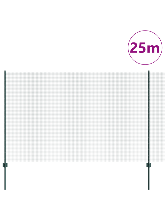 Keevitatud traafikaitse koos 11 u postiga roheline 1.5x25 m teras