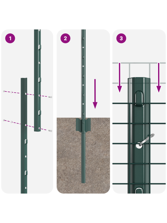 Keeratud traadi aed koos 11 u postiga roheline 1.5x25 m teras