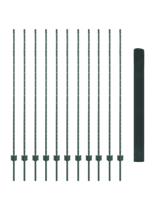 Keermestatud traadi aed 11 u postiga roheline 1.6x25 m teras