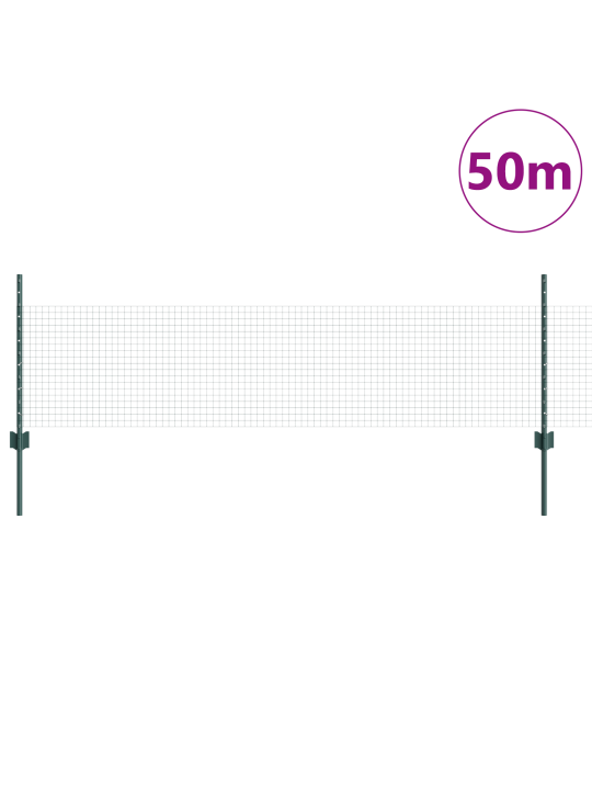 Keermestatud traadi aed 22 u-postiga roheline 0.5x50 m teras