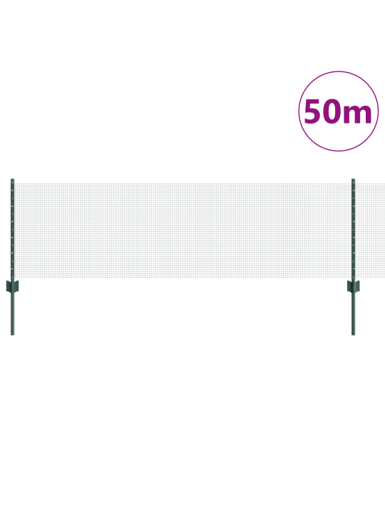 Keevitatud traadi aed koos 22 u-postiga roheline 0.6x50 m teras