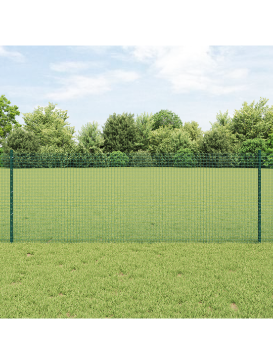 Keevitatud traadi aed koos 22 u-postiga roheline 0,8x50 m teras