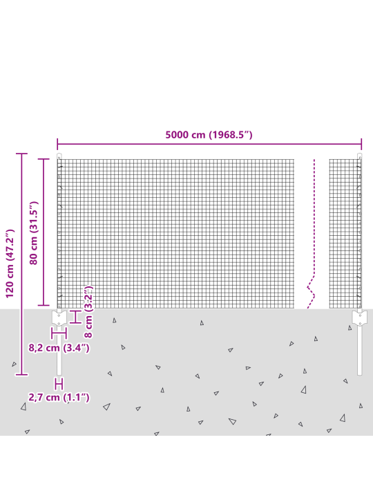 Keevitatud traafikaitse 22 u postiga roheline 0.8x50 m teras