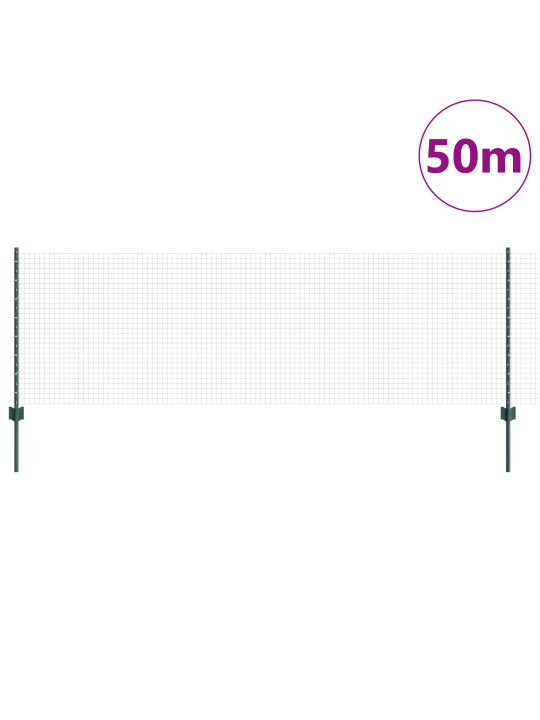 Keevitatud traadi aed koos 22 u posti roheline 0.8x50 m teras
