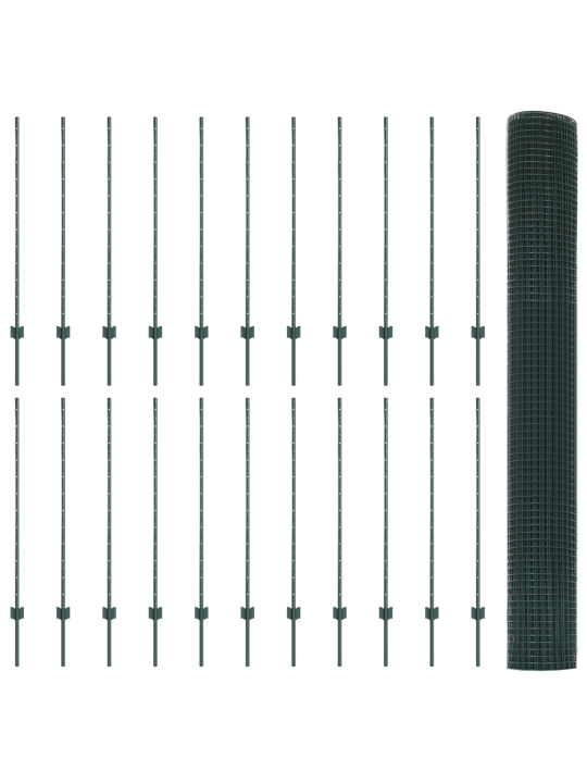Keermestatud traadi aed 22 u-postiga roheline 1.2x50 m teras
