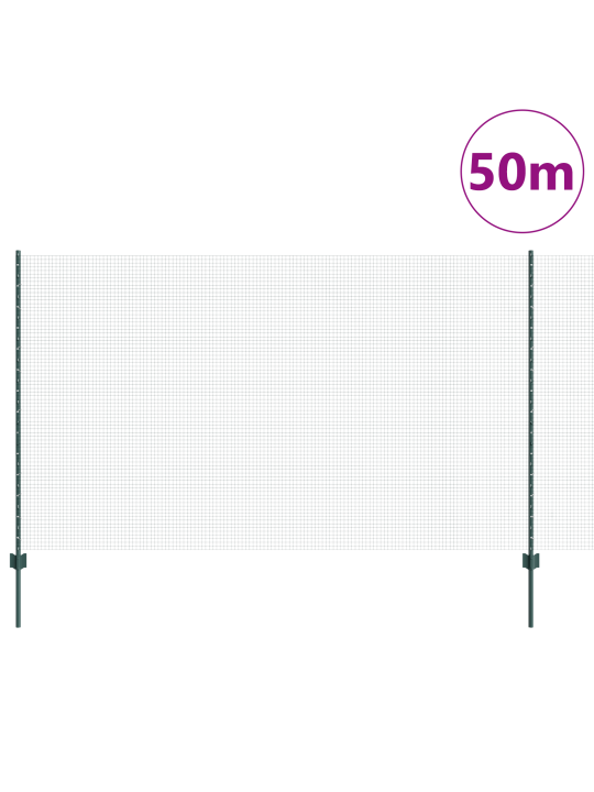 Keermestatud traadi aed koos 22 u postiga roheline 1.4x50 m teras