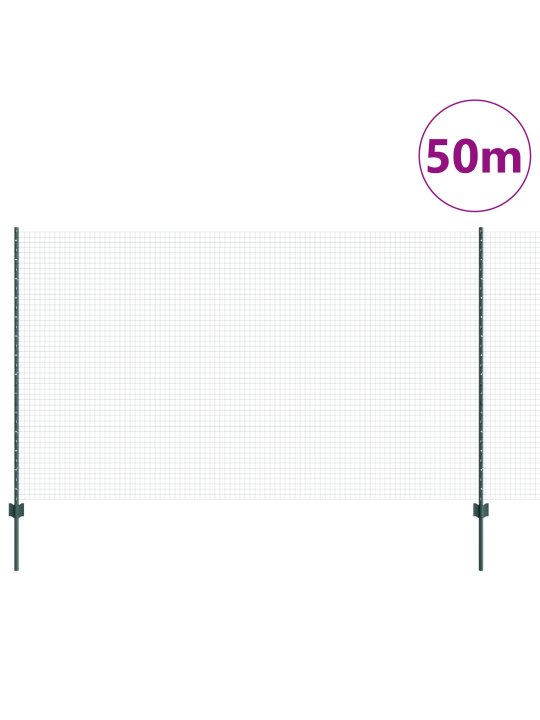 Keermestatud traat aed 22 u postidega roheline 1.4x50 m teras