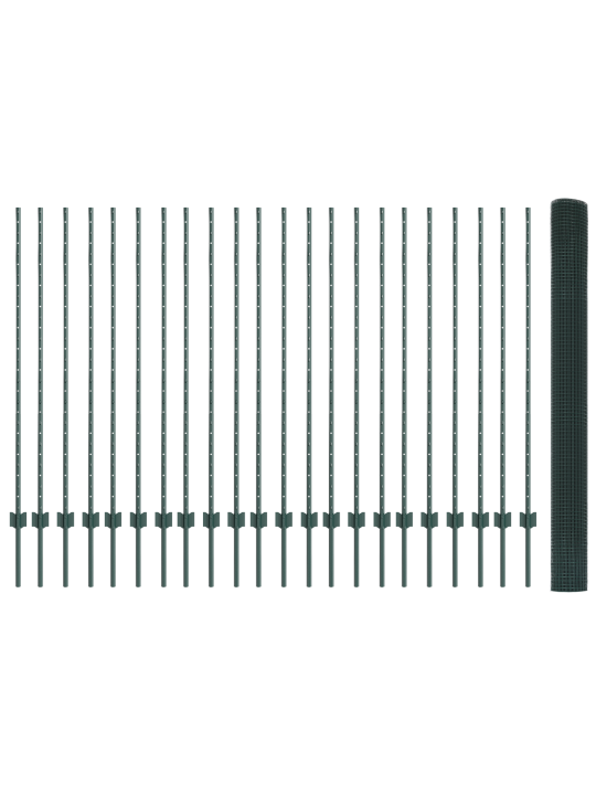 Keermestatud traat aed 22 u postidega roheline 1.4x50 m teras