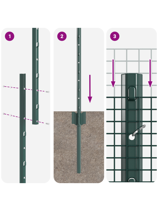 Keermestatud traadi aed 22 u postiga roheline 1.5x50 m terasest