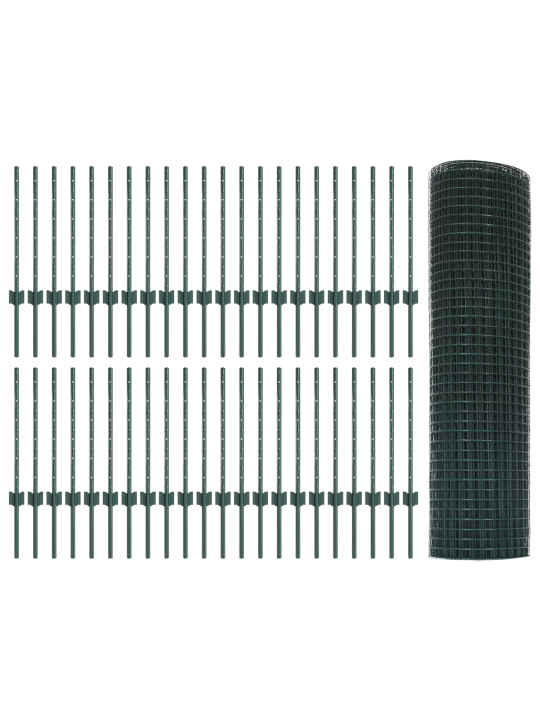 Keevitatud traadi aed 44 u postiga roheline 0.5x100 m teras