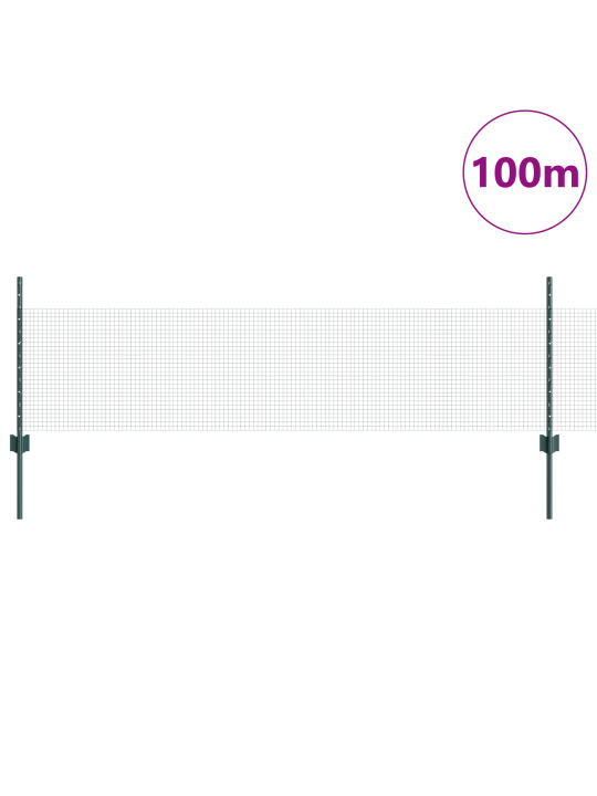 Keevitatud traataed 44 u-postidega roheline 0.5x100 m teras