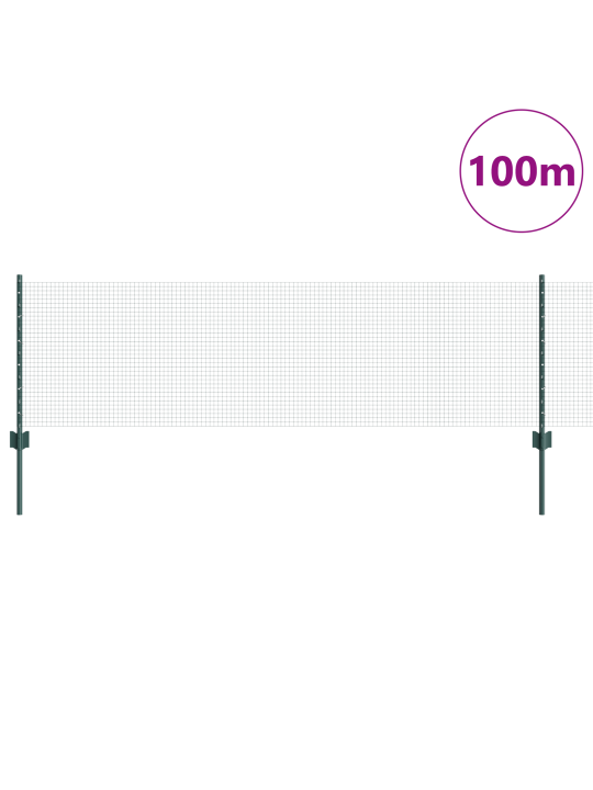 Keevitatud traaf aiaga 44 u postiga roheline 0.6x100 m teras