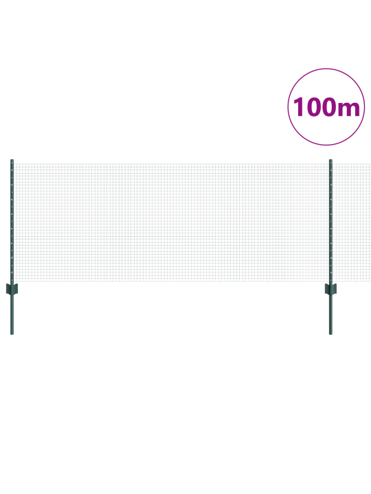 Keevitatud traadi tara 44 u-postiga roheline 0.8x100 m teras