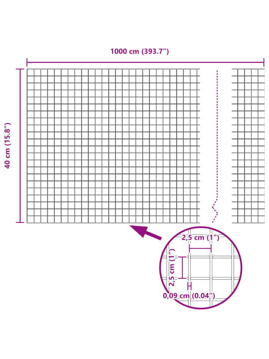 Keevitatud aiapost 5 u posti hall 0.4x10 m teras