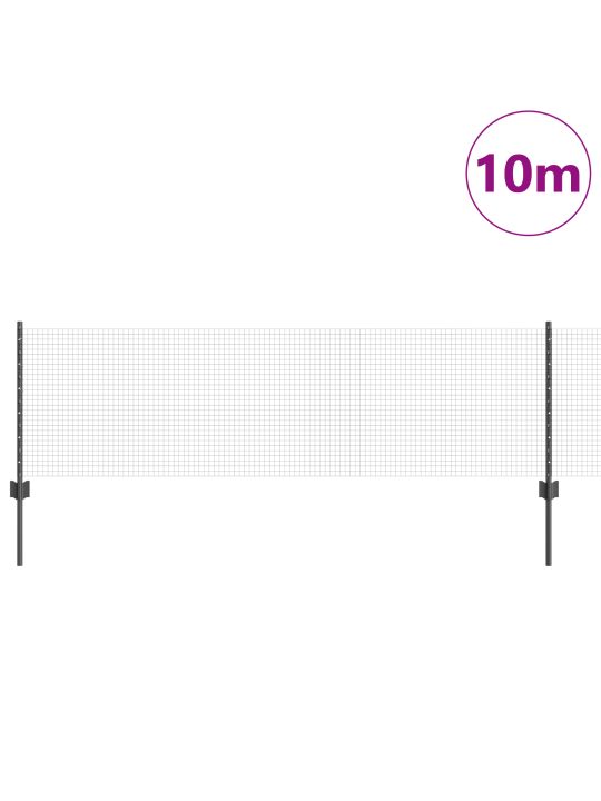 Keermestatud traadi aed 5 u-postiga hall 0.6x10 m teras