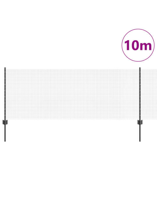 Keevitatud aed 5 u postiga hall 0.8x10 m teras