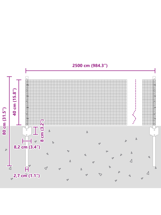 Keermestatud traaf koos 11 u-postiga hall 0.4x25 m teras