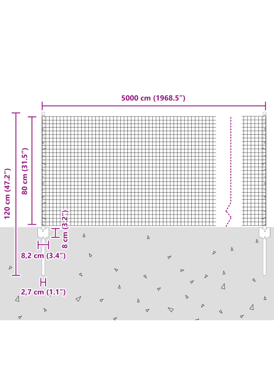 Keevitatud metallvõrk 22 u postiga hall 0.8x50 m teras