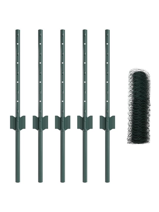 Piirdepostid 5 tk u-kanal roheline 40 cm teras