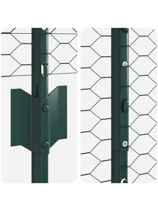 Kuusnurga aed komplekt 2 roheline metall 25 x 1.2 m vastupidav