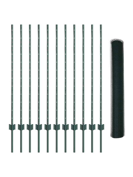 Kuusnurga aed komplekt 2 roheline metall 25 x 1.2 m vastupidav
