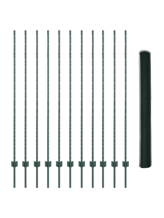 Kuusnurkne aedade komplekt 2 tk roheline metall 25 x 1.5 m