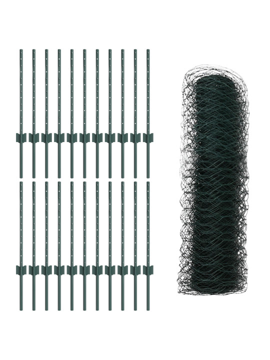 Piirdepostid 11 tk u-kanal roheline 60 cm teras