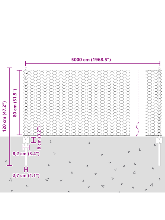 Aiamastid 11 tk u-kanal roheline 80 cm teras
