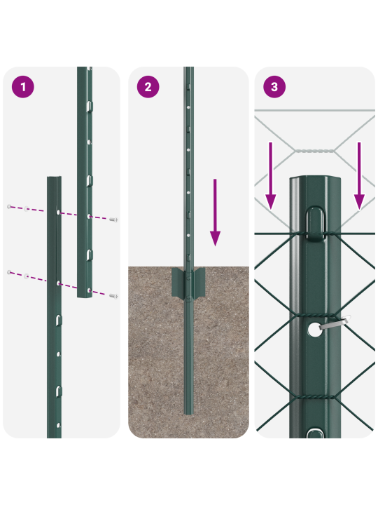 Aiapostid 11 tk u-kanal roheline 120 cm teras
