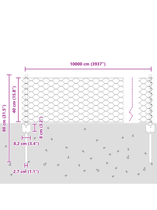 Aia postid 11 tk u-kanal roheline 40 cm teras