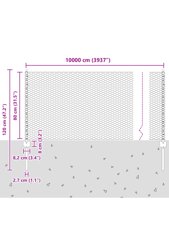 Aedade postid 11 tk u-kanal roheline 80 cm teras