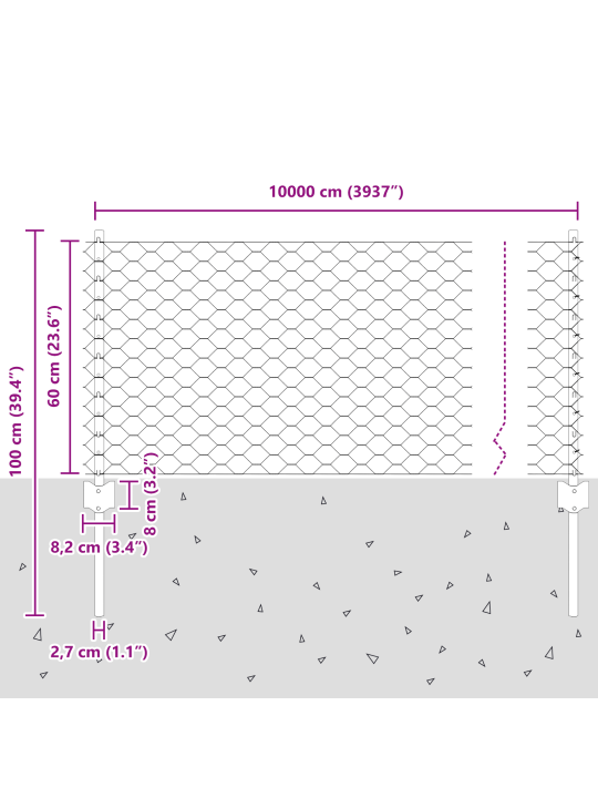 Tara postid 11 tk u-kanal hall 60 cm teras