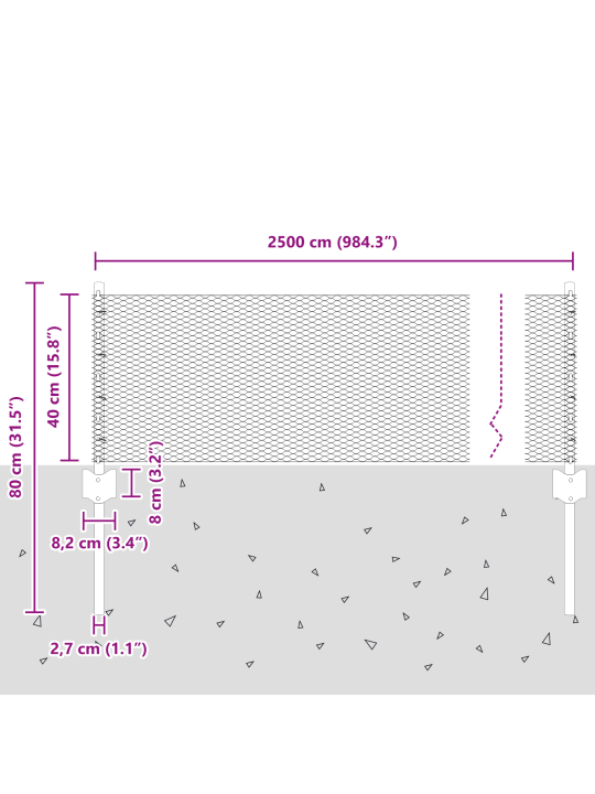 Aia postid 11 tk u-kanal 40 cm galvaniseeritud terasest